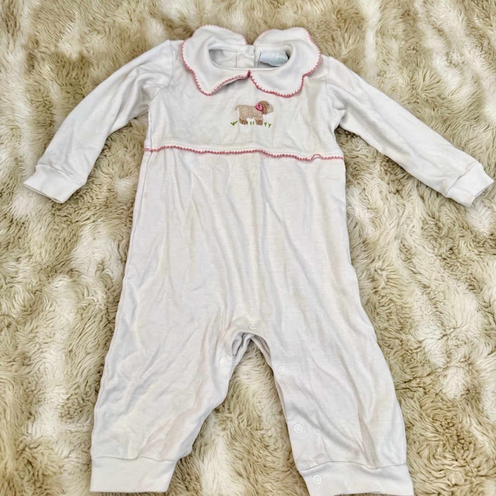 Little English White Footie with Pink Accents